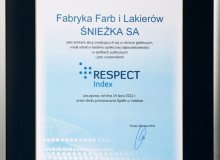 Certyfikat RESPECT INDEKS dla Śnieżki