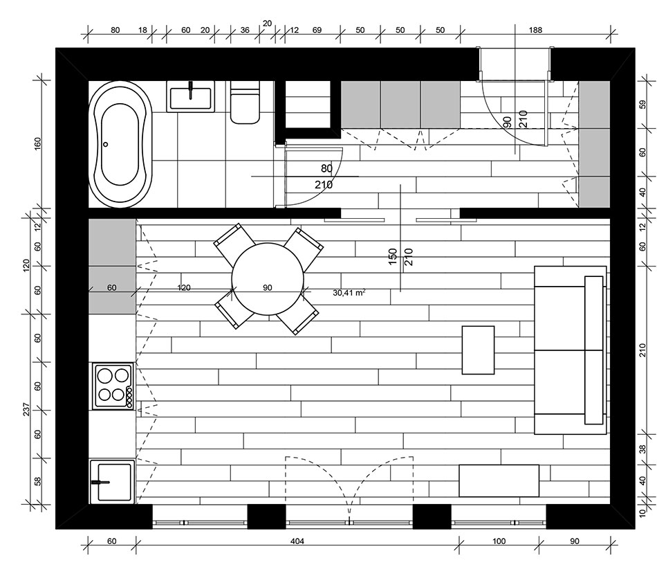 Plan mieszkania w stylu paryskim