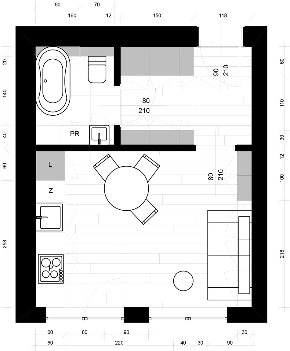 Plan mieszkania urządzonego w stylu skandynawskim