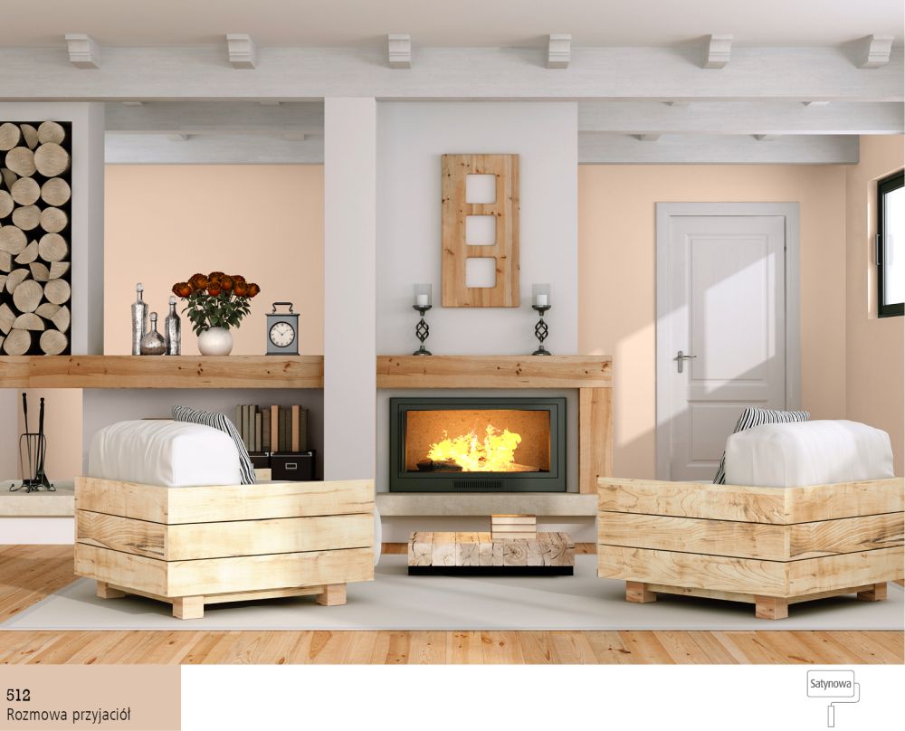Salon w stylu rustykalnym - meble z drewnianych belek