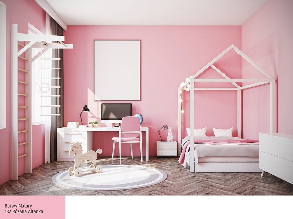 Różowa monochromatyczna sypialnia