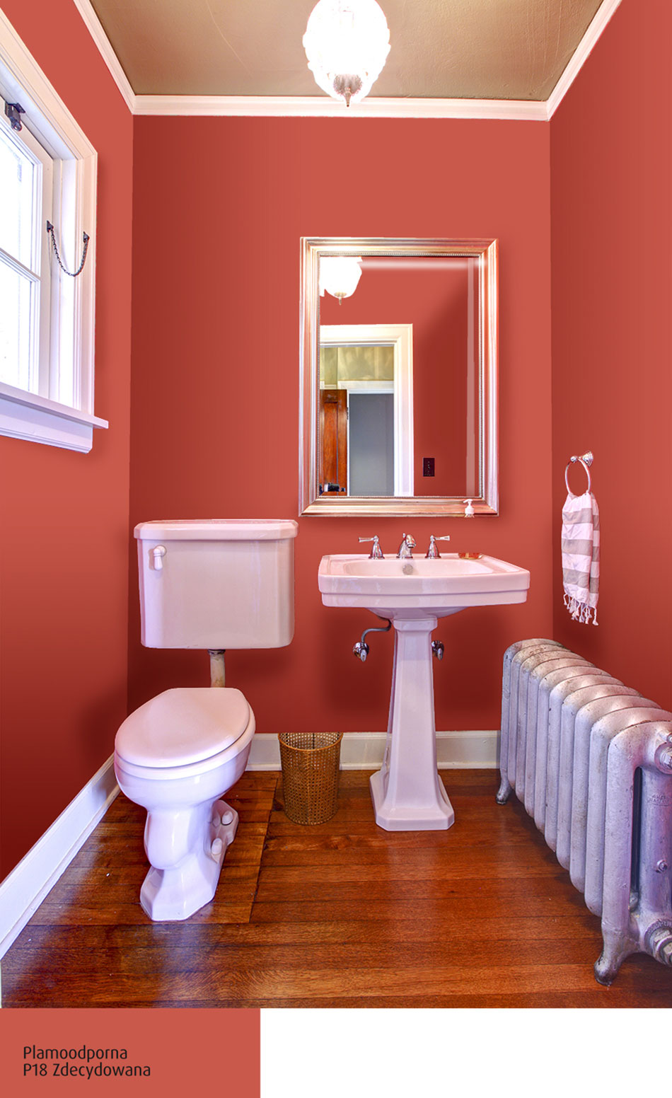Czerwona łazienka w stylu retro